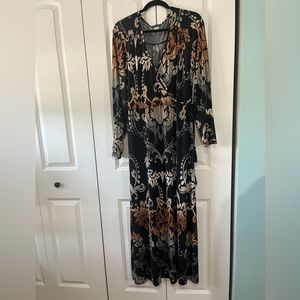 Venus dark floral maxi dress